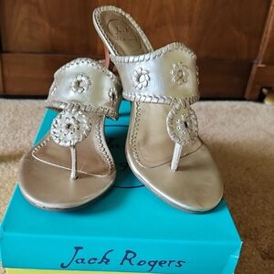 Jack Rogers Women's Gold Floral Sandals